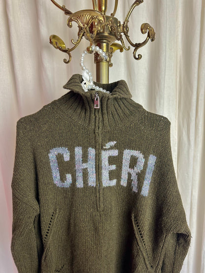 Trui Zadig&Voltaire gebreid Cheri merino wol legergroen - maat XS