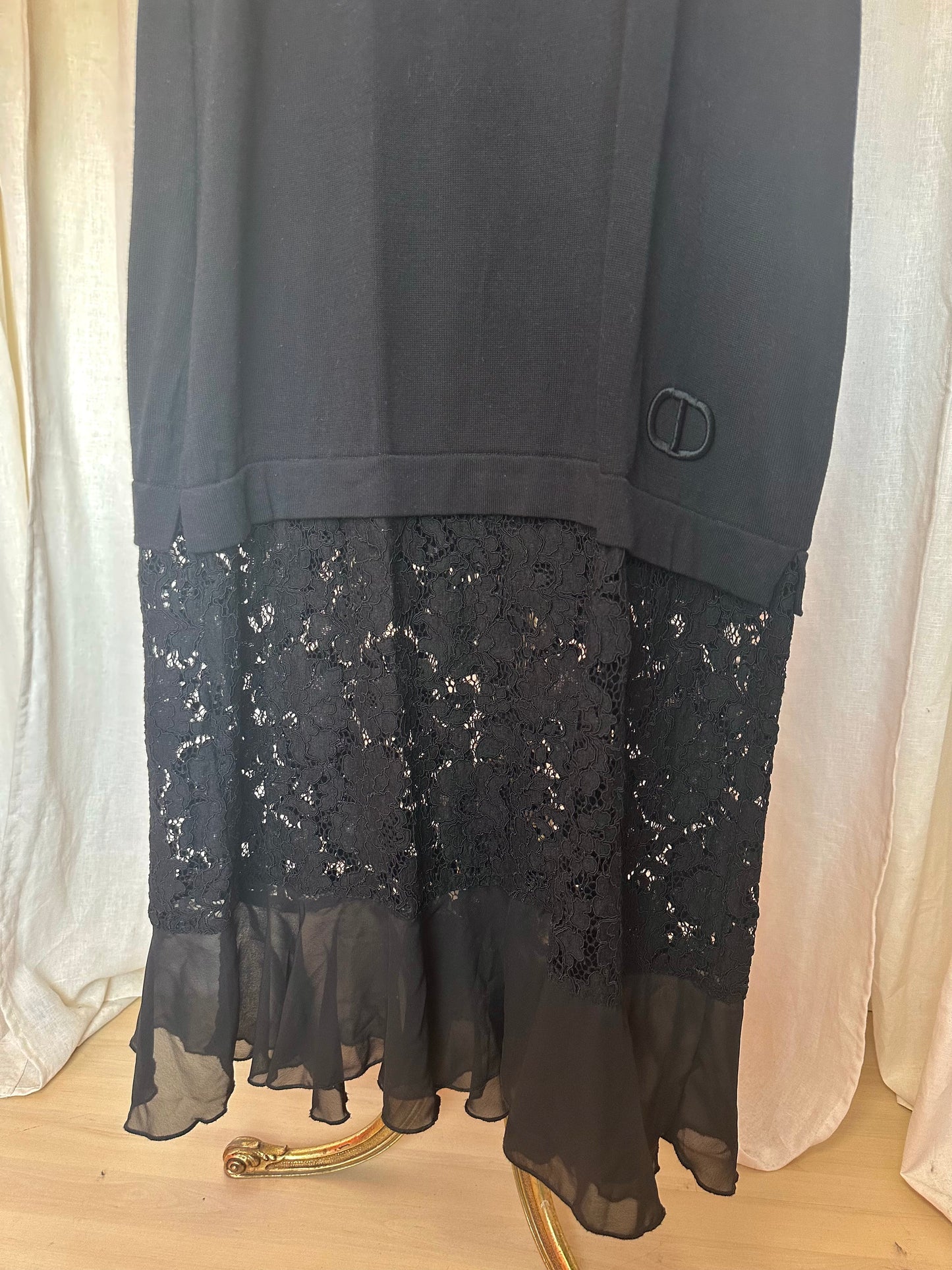 Jurk Twin-Set lang kant zwart - maat S(36)