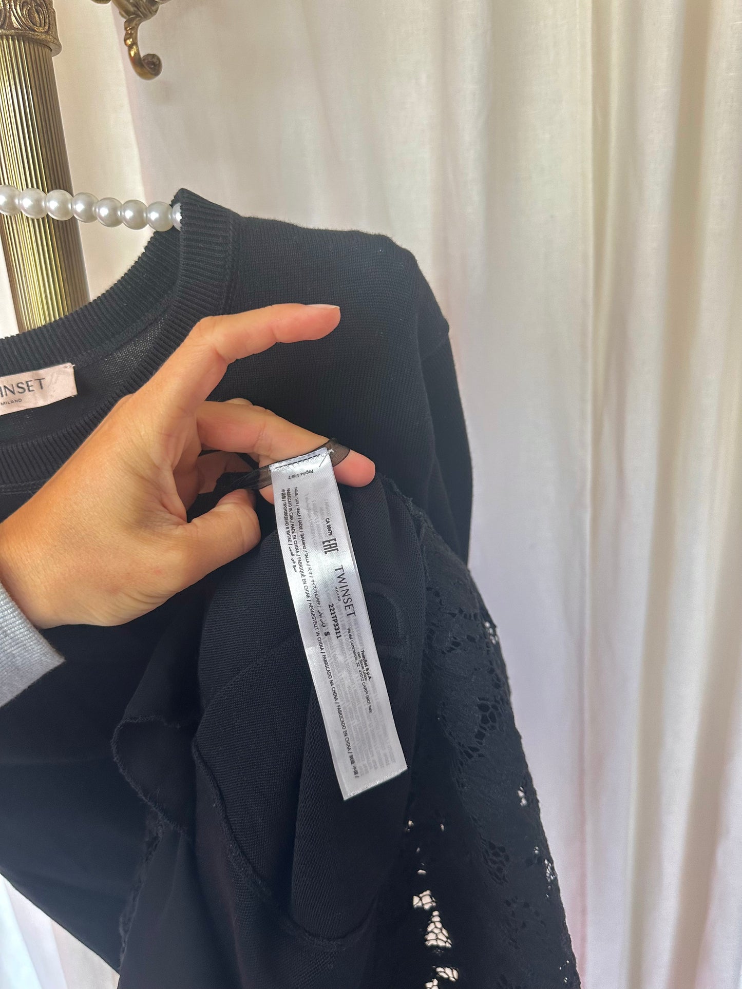 Jurk Twin-Set lang kant zwart - maat S(36)