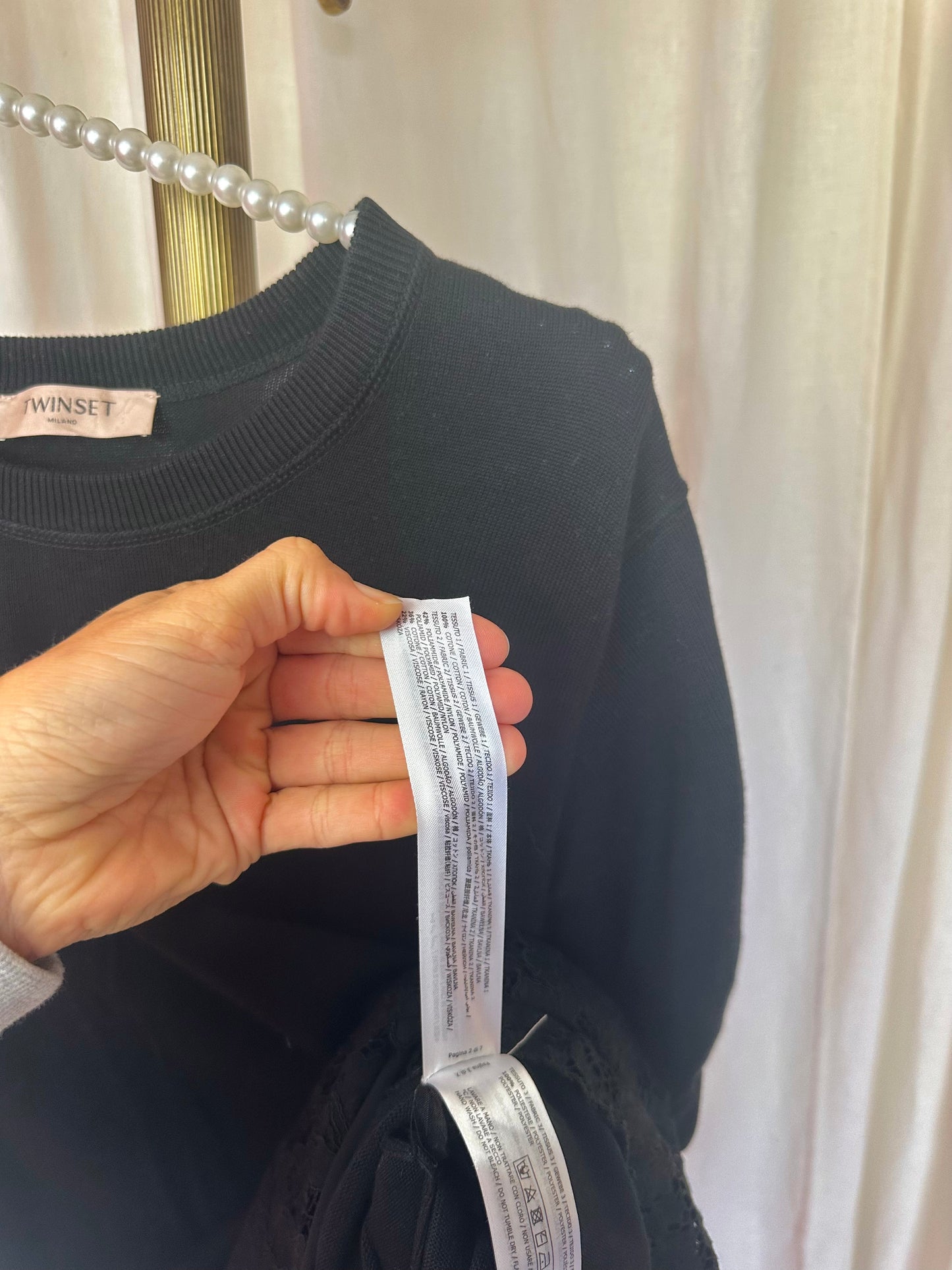 Jurk Twin-Set lang kant zwart - maat S(36)