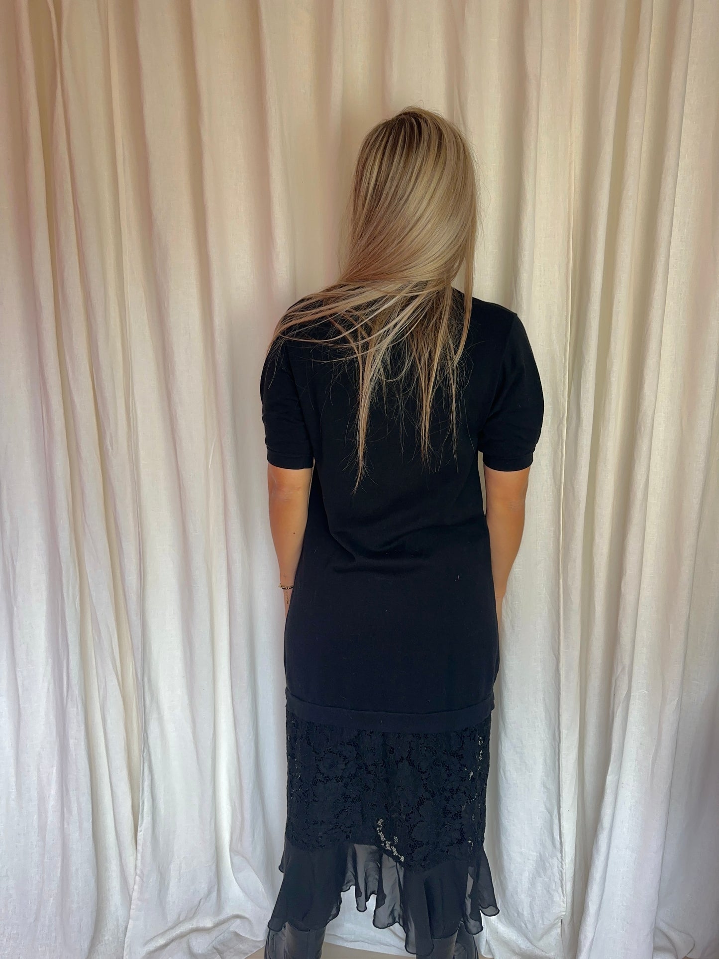 Jurk Twin-Set lang kant zwart - maat S(36)