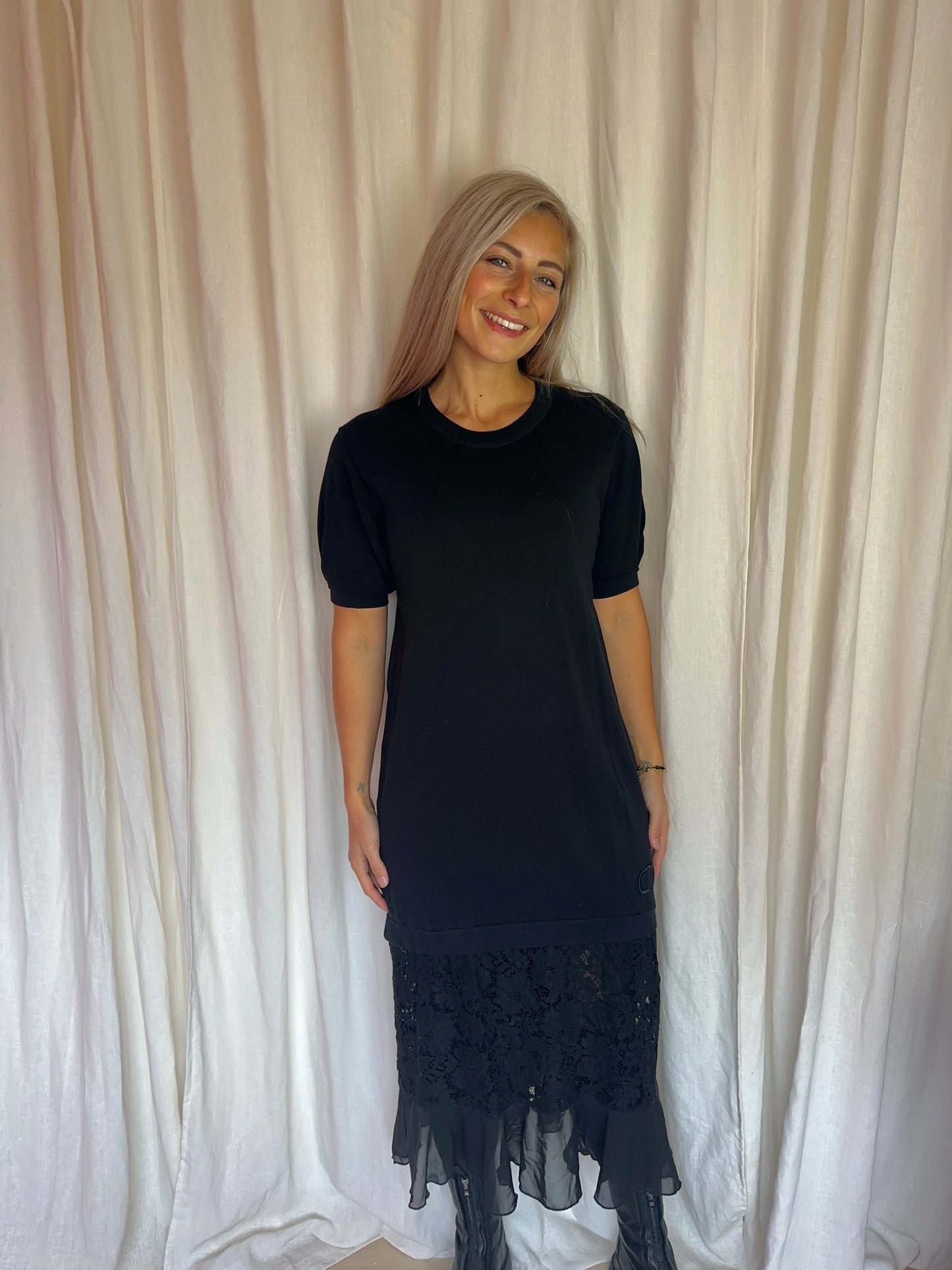 Jurk Twin-Set lang kant zwart - maat S(36)