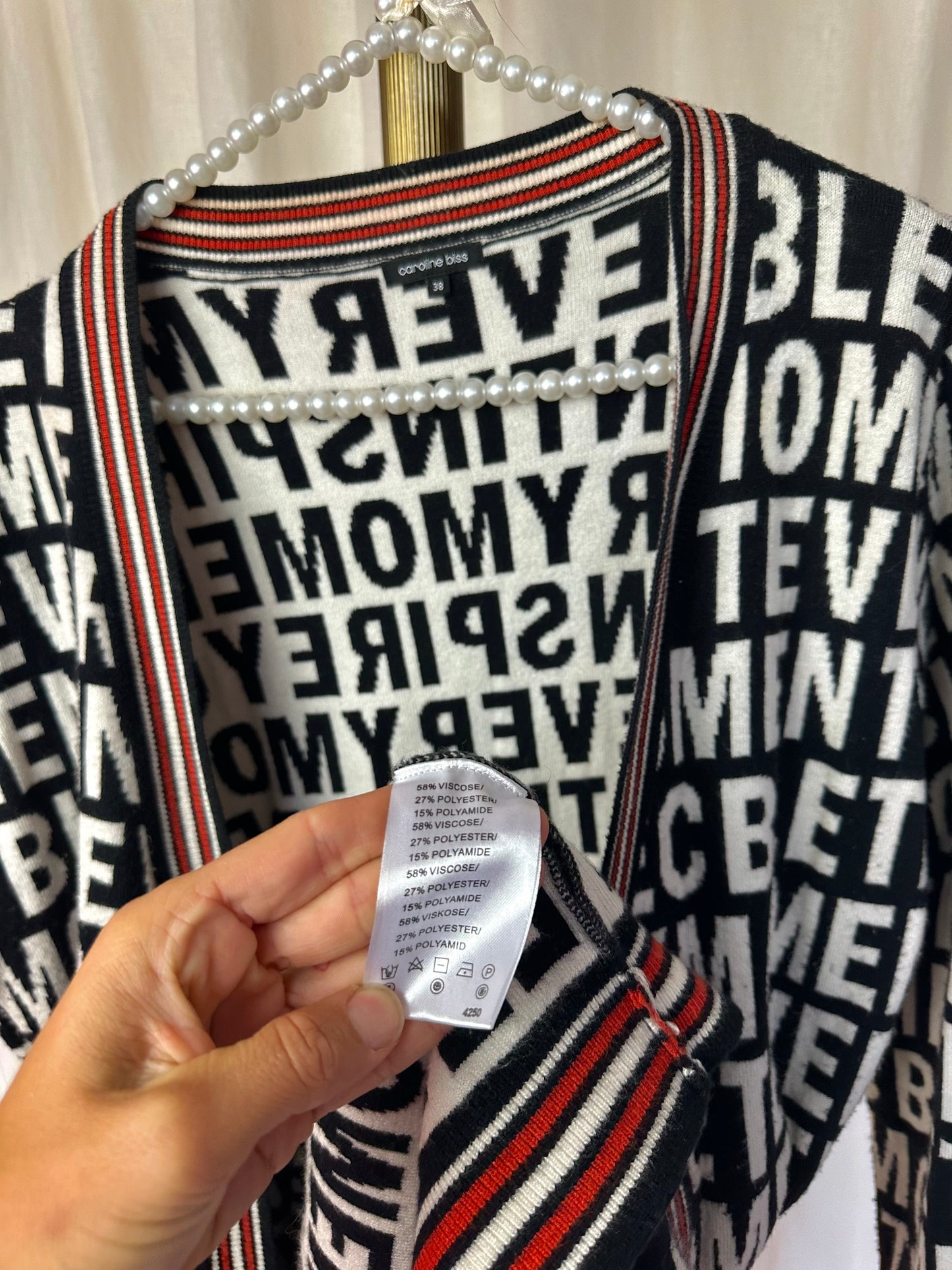 Vest Caroline Biss print zwart,wit maat 38