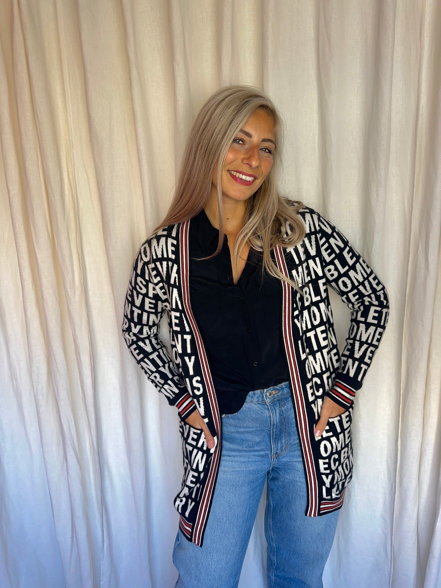 Vest Caroline Biss print zwart,wit maat 38