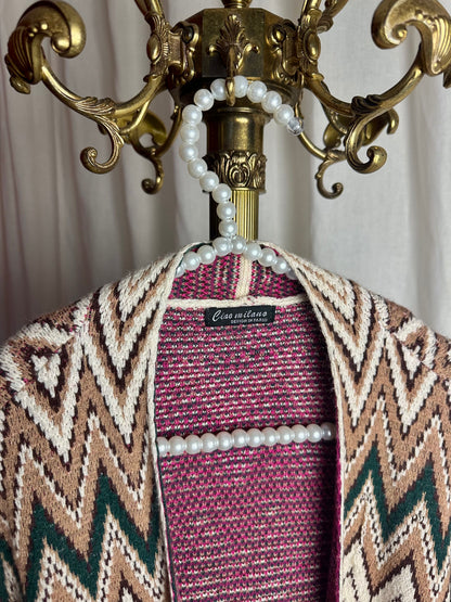 Vest Ciao Milano zigzag roze,beige,groen onesize