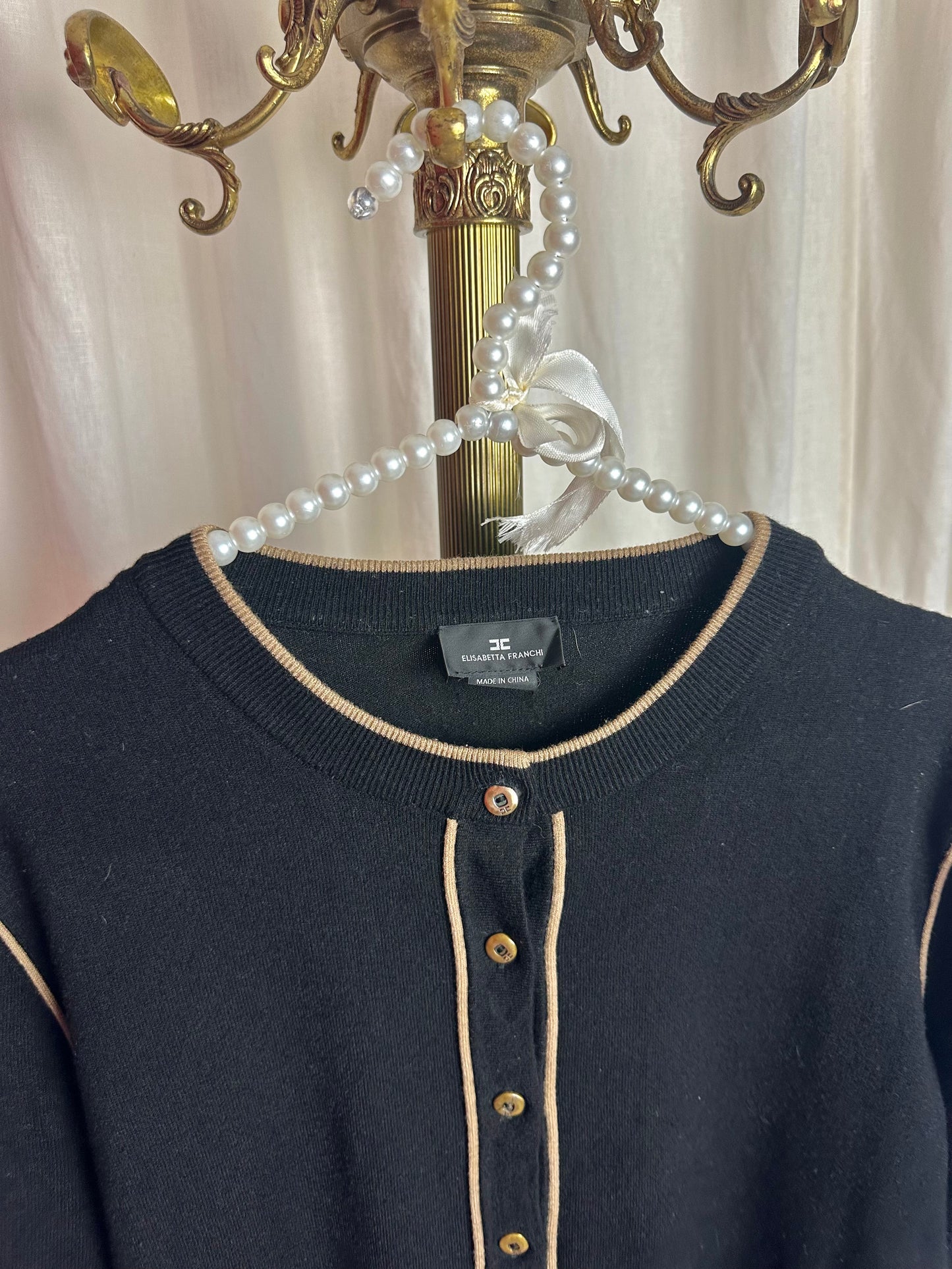 Vest Elisabetta Franchi zwart/camel Italiaanse maat 48 - Maat 42 (XL)