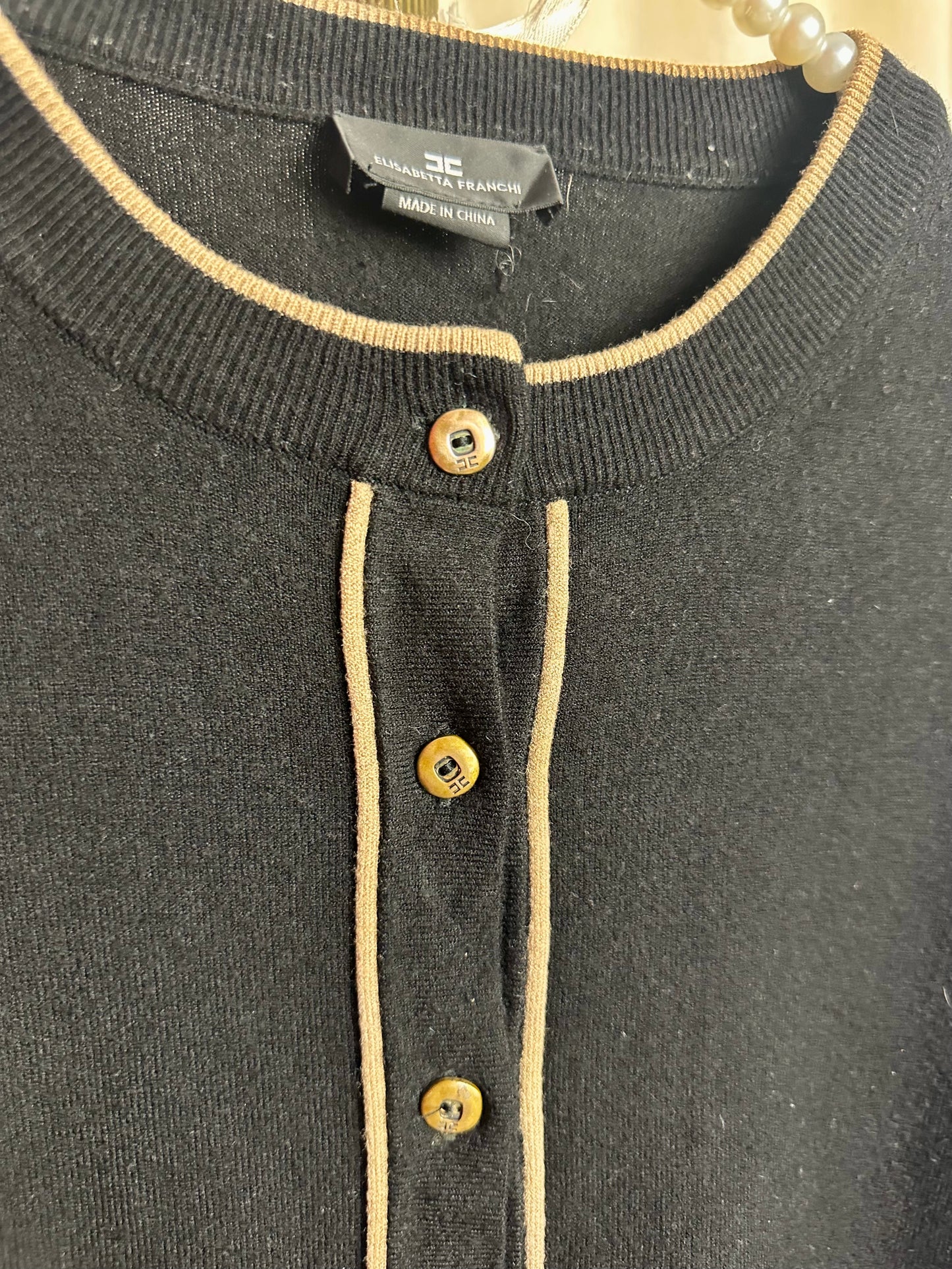 Vest Elisabetta Franchi zwart/camel Italiaanse maat 48 - Maat 42 (XL)