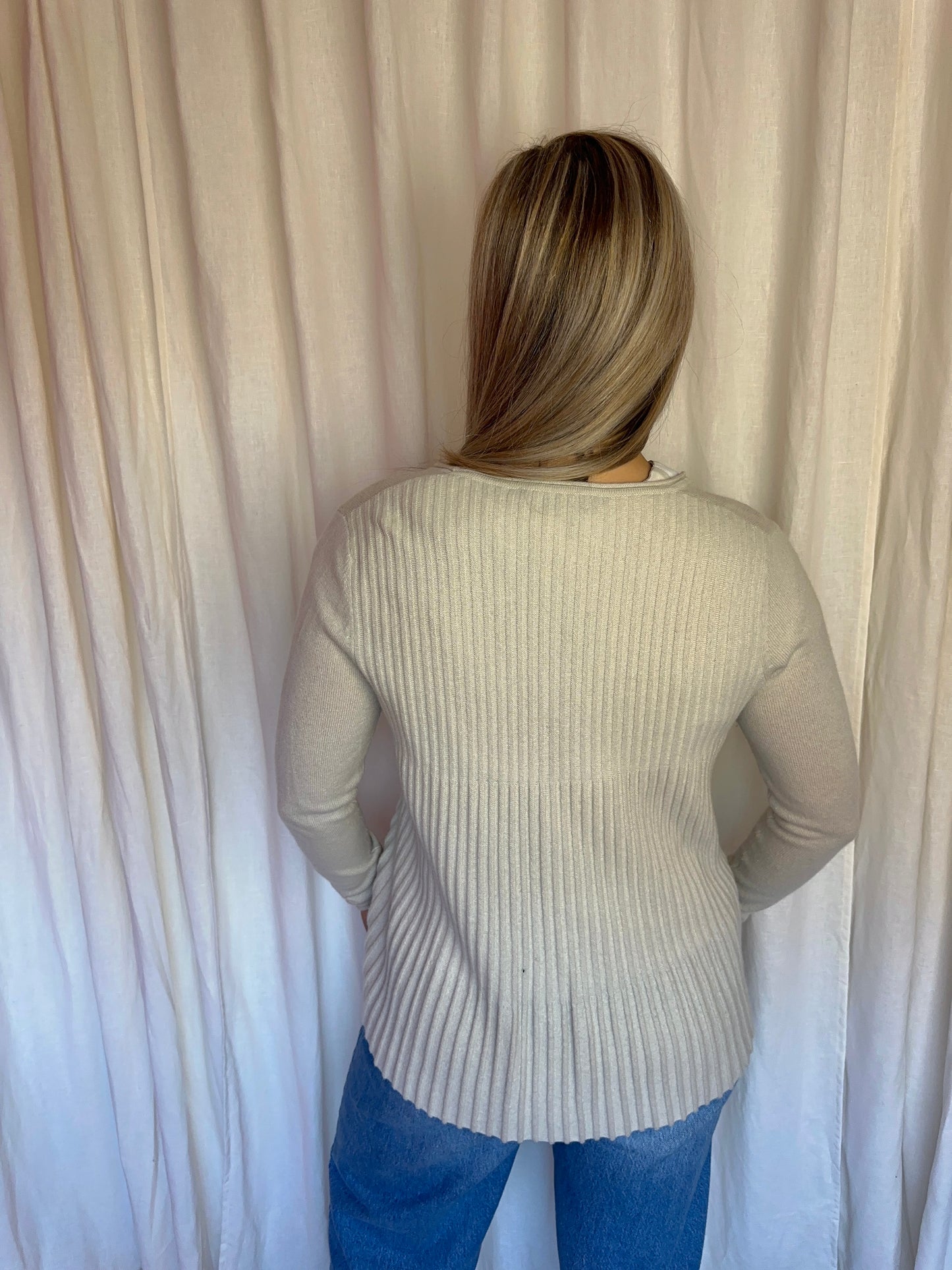 Vest FFC cashmere ribbel beige maat S
