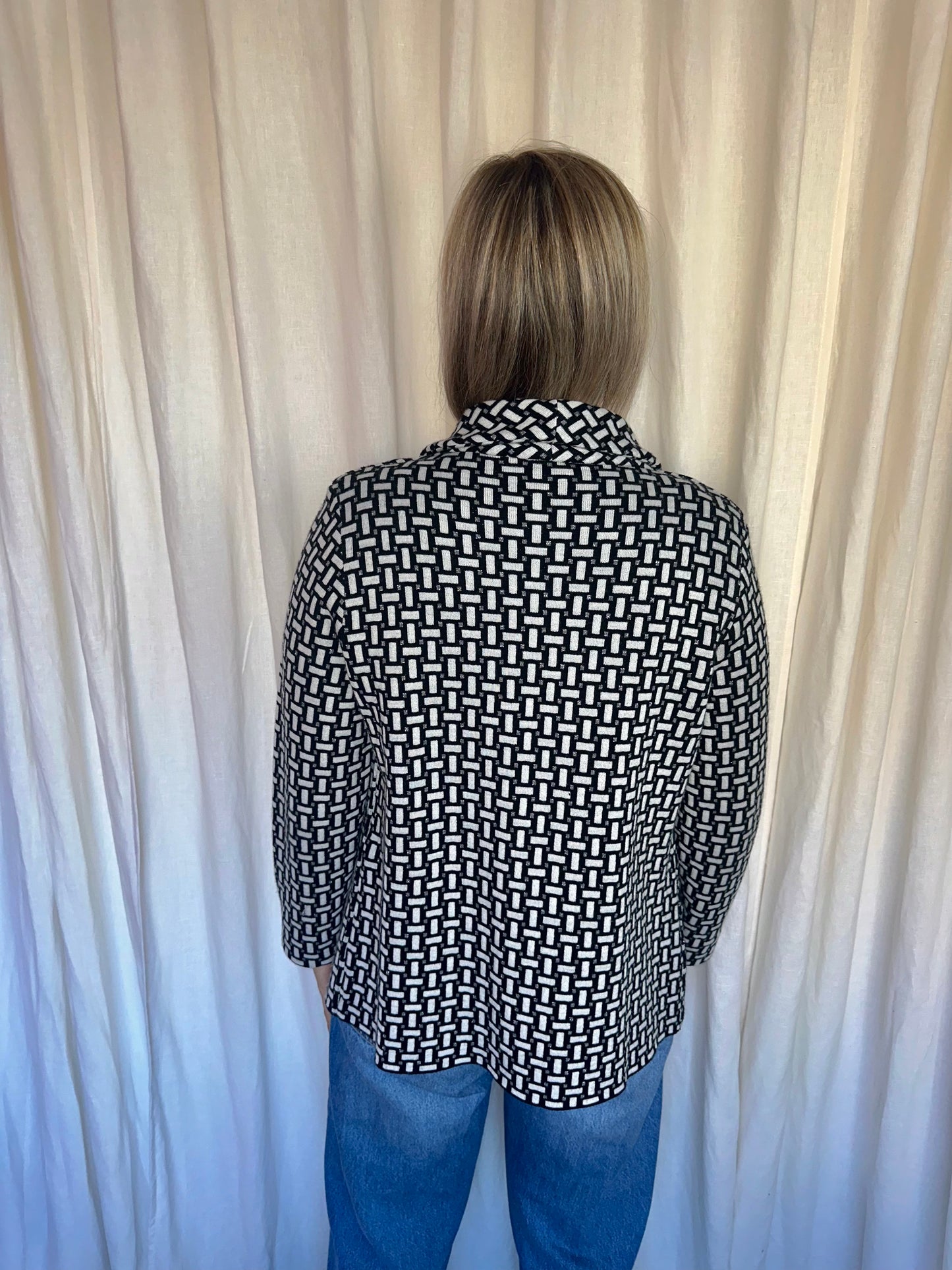 Vest Madeleine print zwart, wit, zilver - maat 44 (XXL)