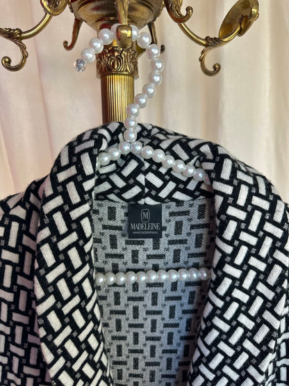Vest Madeleine print zwart, wit, zilver - maat 44 (XXL)