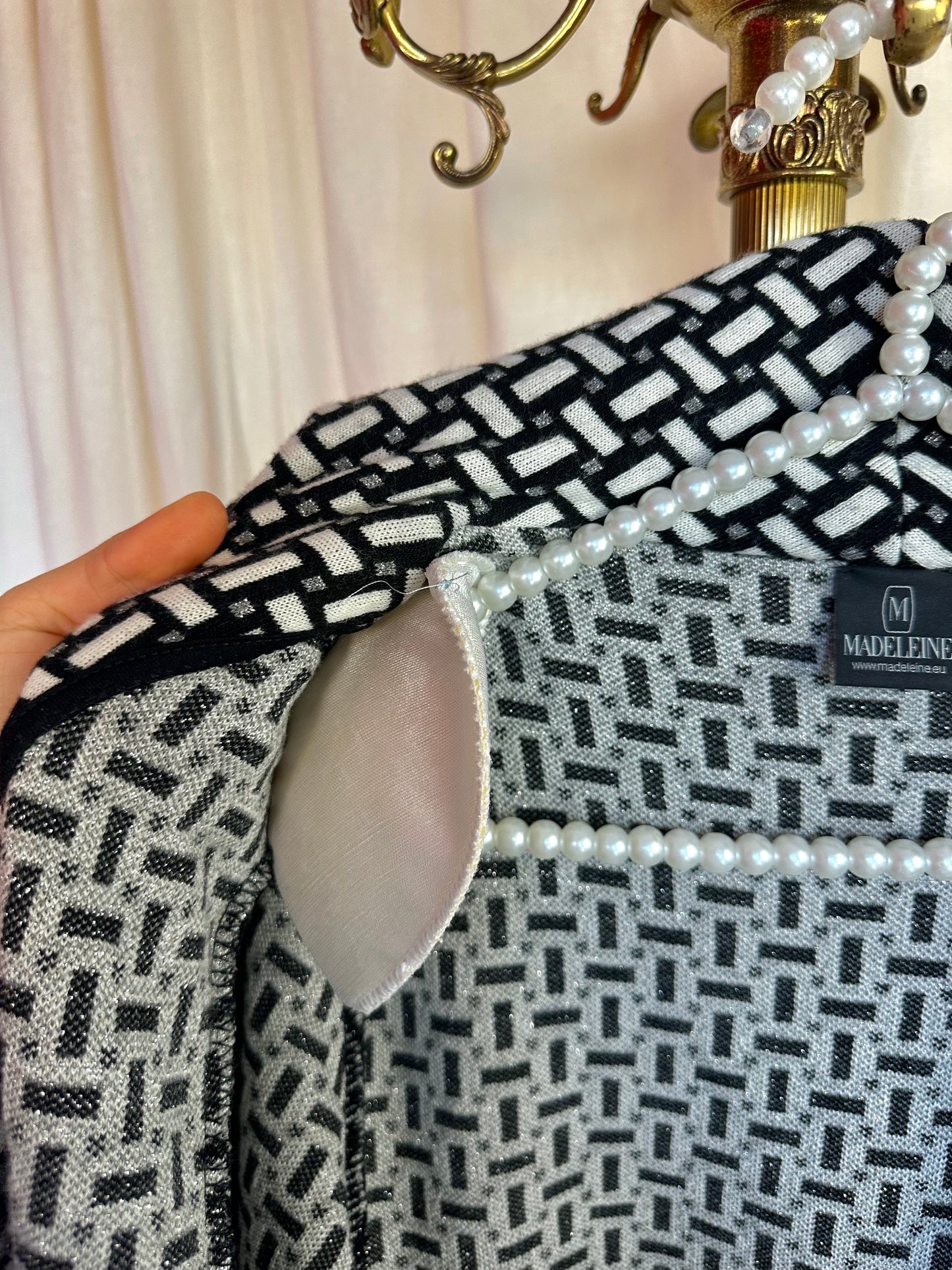 Vest Madeleine print zwart, wit, zilver - maat 44 (XXL)