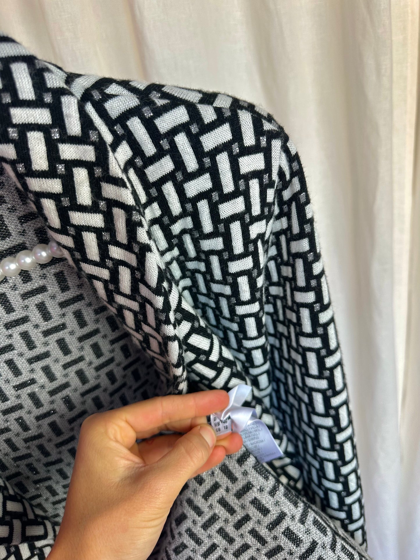 Vest Madeleine print zwart, wit, zilver - maat 44 (XXL)