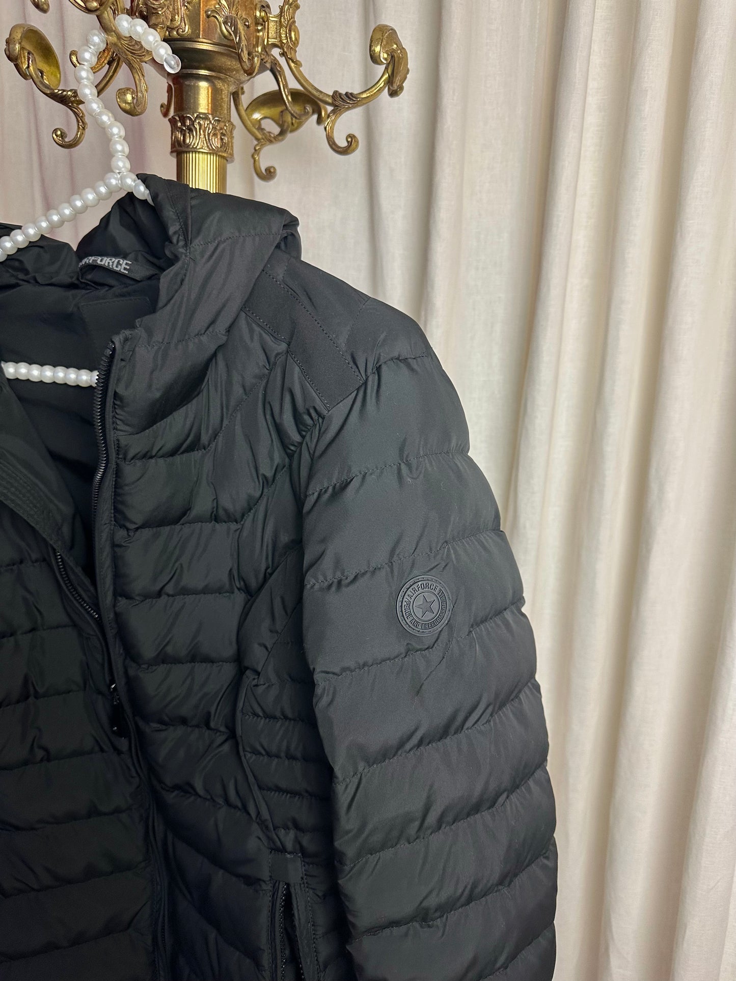 Winterjas Airforce zwart capuchon - maat L (40)