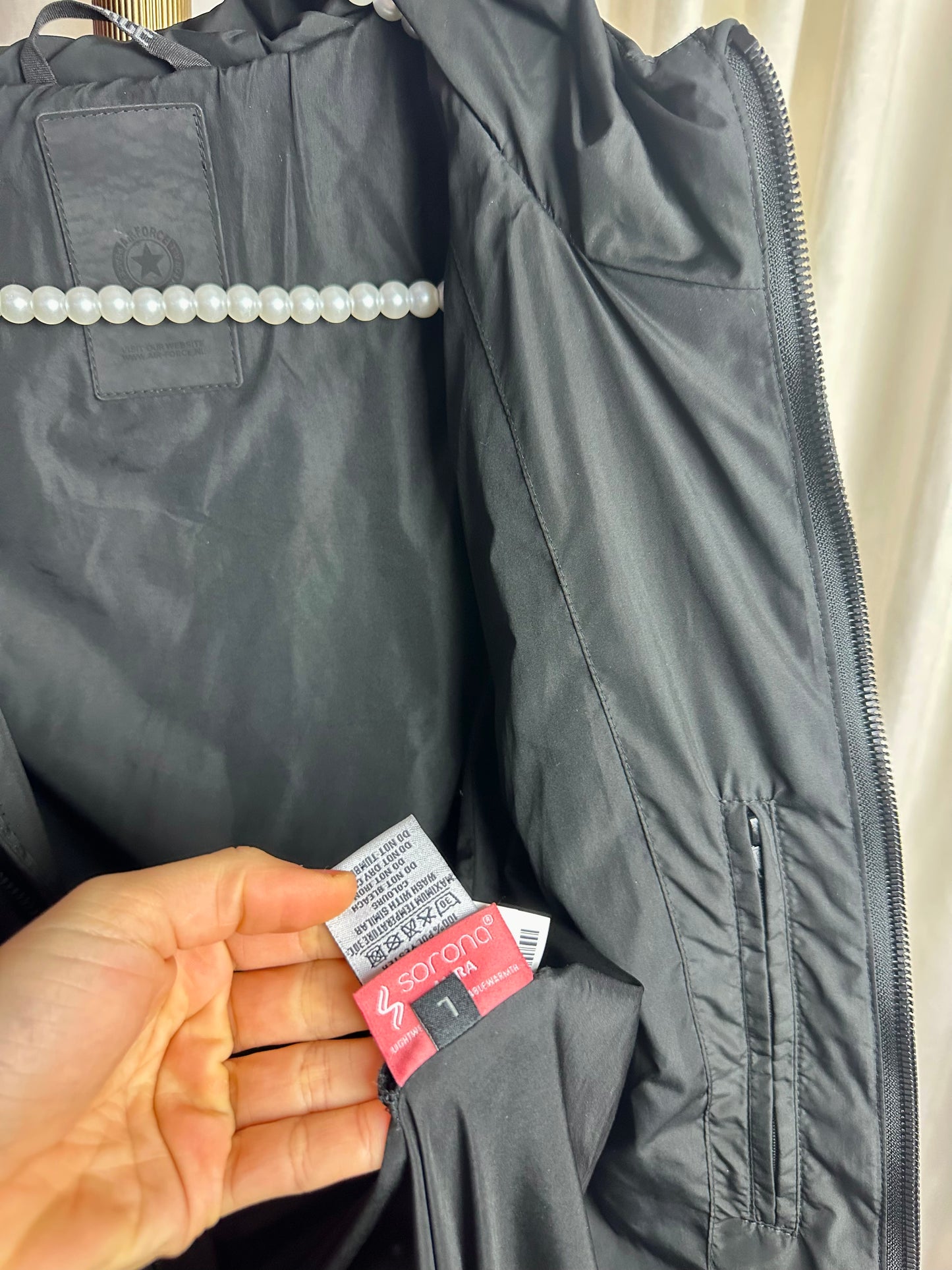 Winterjas Airforce zwart capuchon - maat L (40)