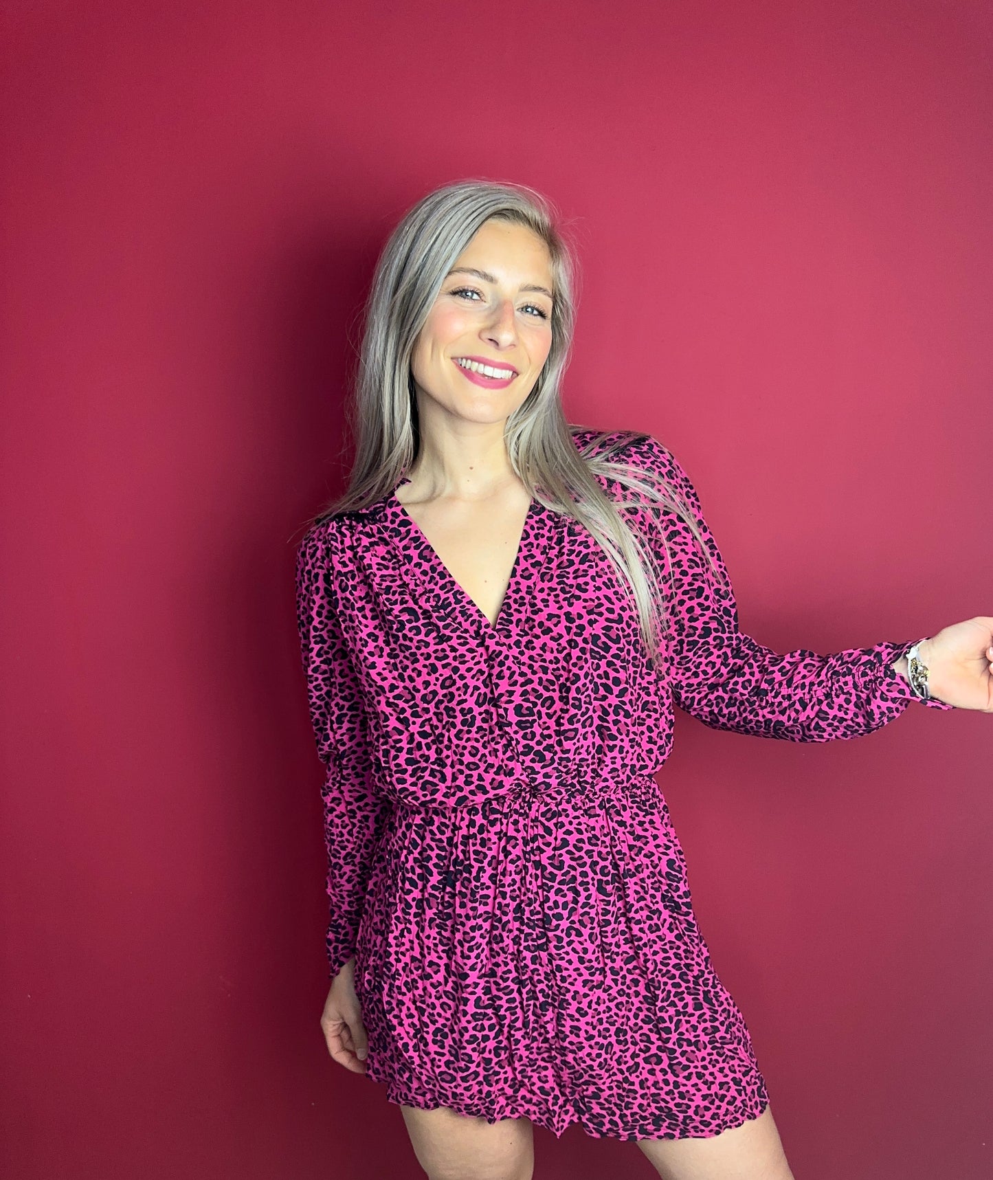 Zadig&Voltaire Reveal Print Leo Jurk – Roze Panterprint (SJCP0412F)