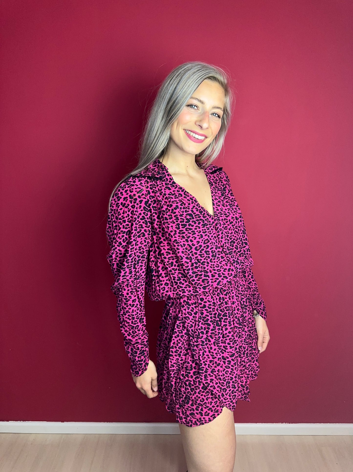 Zadig&Voltaire Reveal Print Leo Jurk – Roze Panterprint (SJCP0412F)