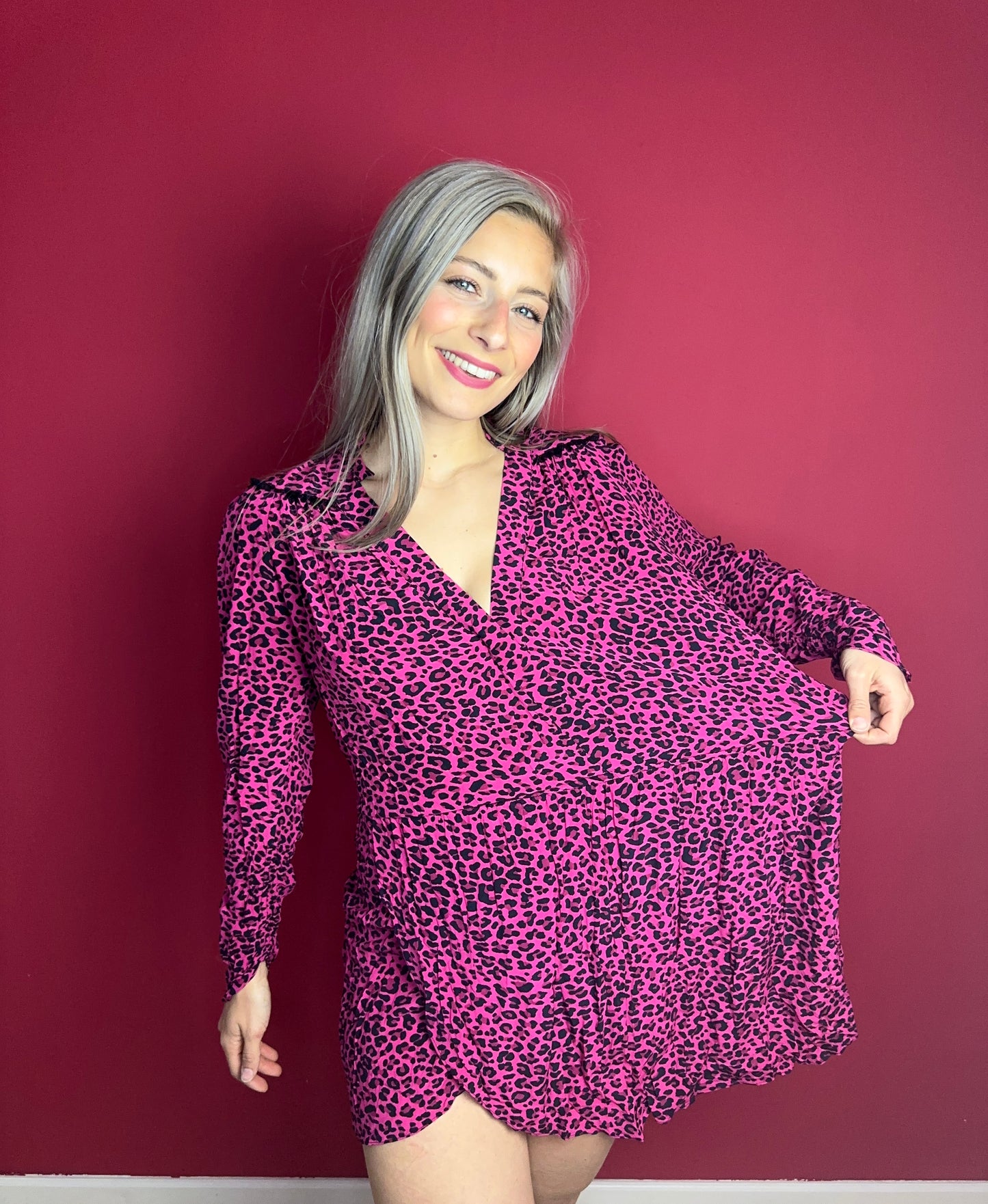Zadig&Voltaire Reveal Print Leo Jurk – Roze Panterprint (SJCP0412F)