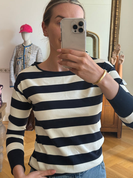 Top Twinset streep donkerblauw/crème - Maat XS