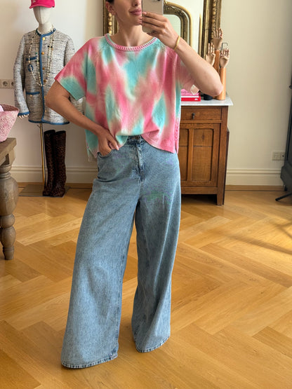 Trui Max&Moi tiedye roze/aqua - Maat L
