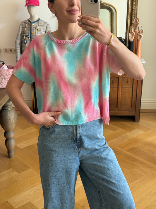 Trui Max&Moi tiedye roze/aqua - Maat L