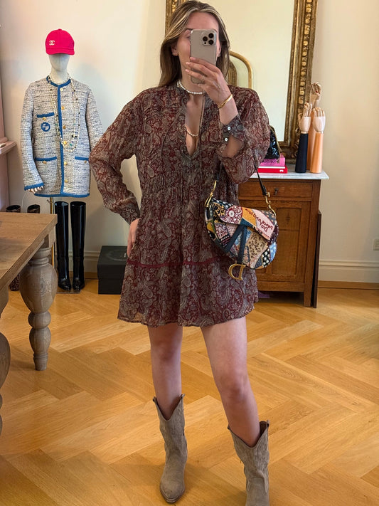 Jurk Berenice Russel print steenrood - Maat 38